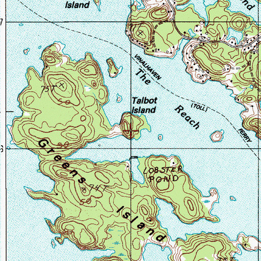 Topographic Map of Talbot Island, ME