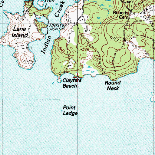 Topographic Map of Clayters Beach, ME