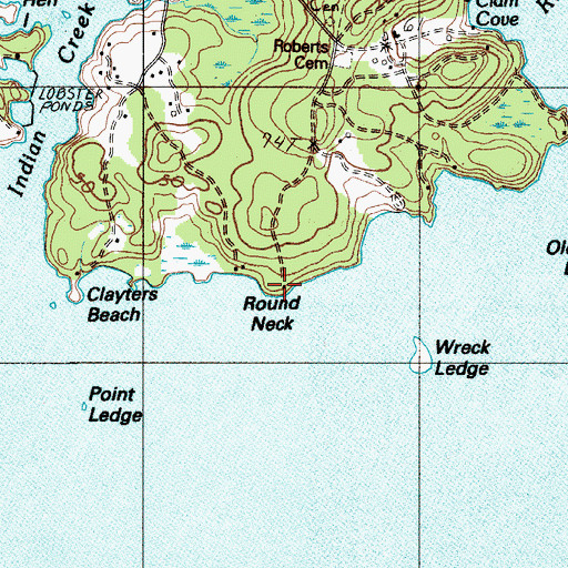 Topographic Map of Round Neck, ME