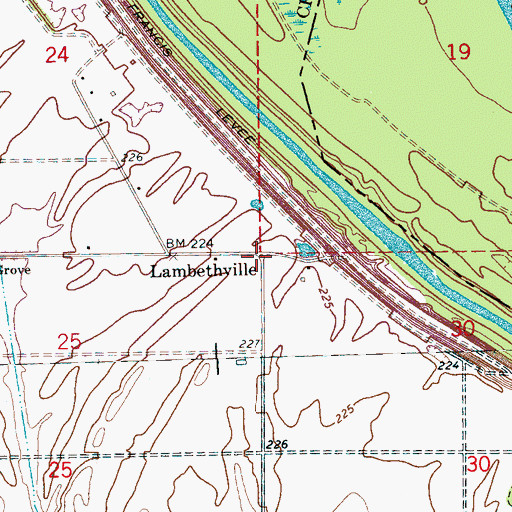 Topographic Map of Lambethville, AR
