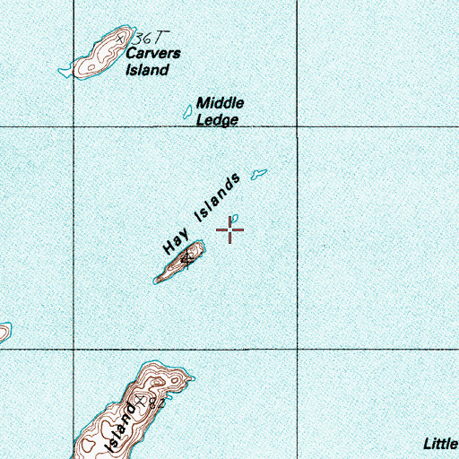Topographic Map of Hay Islands, ME