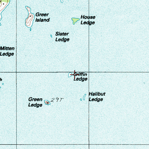Topographic Map of Griffin Ledge, ME