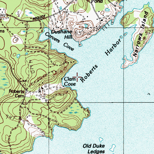 Topographic Map of Clam Cove, ME