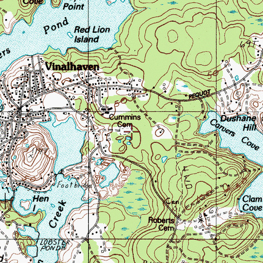 Topographic Map of Cummins Cemetery, ME