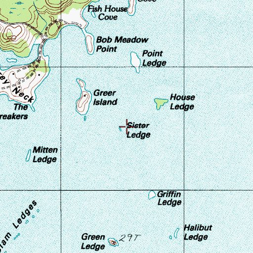 Topographic Map of Sister Ledge, ME