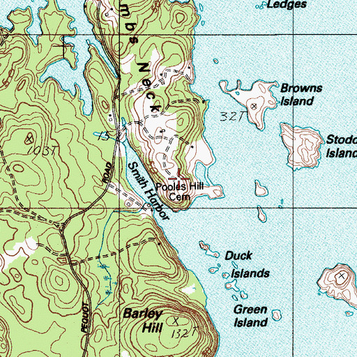 Topographic Map of Pooles Hill Cemetery, ME