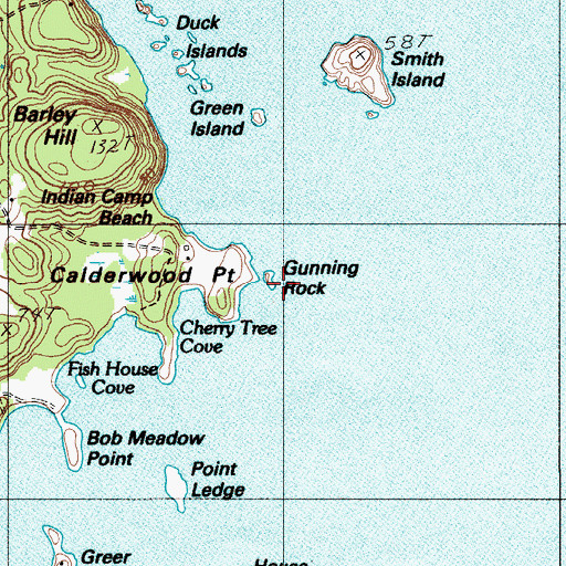 Topographic Map of Cunning Rock, ME