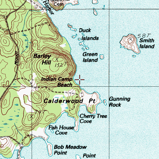 Topographic Map of Indian Camp Beach, ME