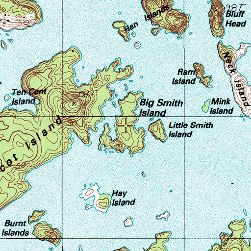 Topographic Map of Davids Island, ME