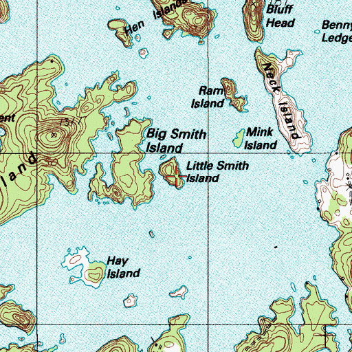Topographic Map of Little Smith Island, ME