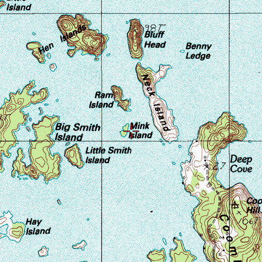Topographic Map of Mink Island, ME