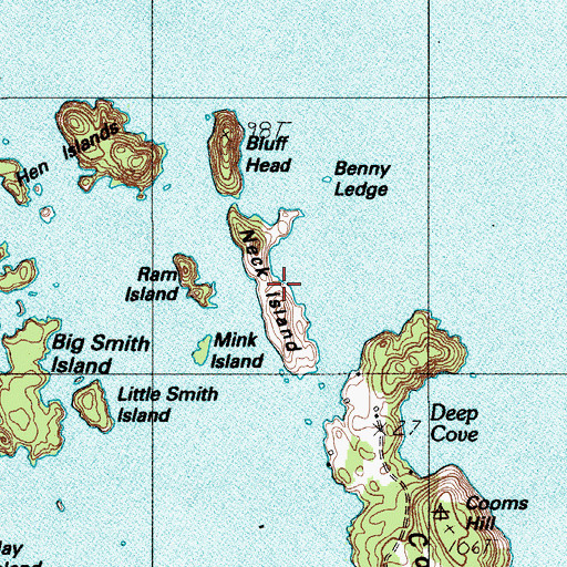 Topographic Map of Neck Island, ME