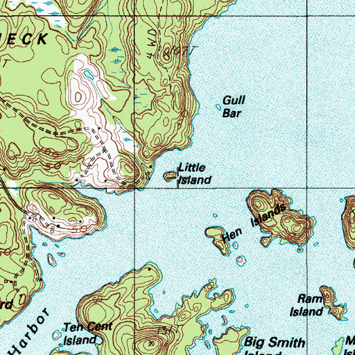 Topographic Map of Little Island, ME