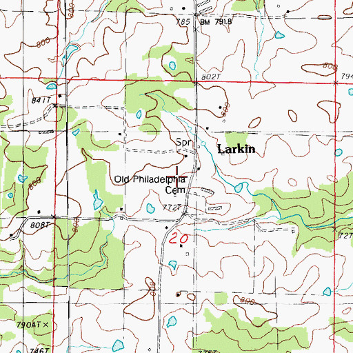 Topographic Map of Larkin, AR