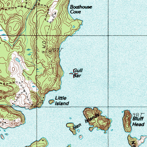 Topographic Map of Gull Bar, ME