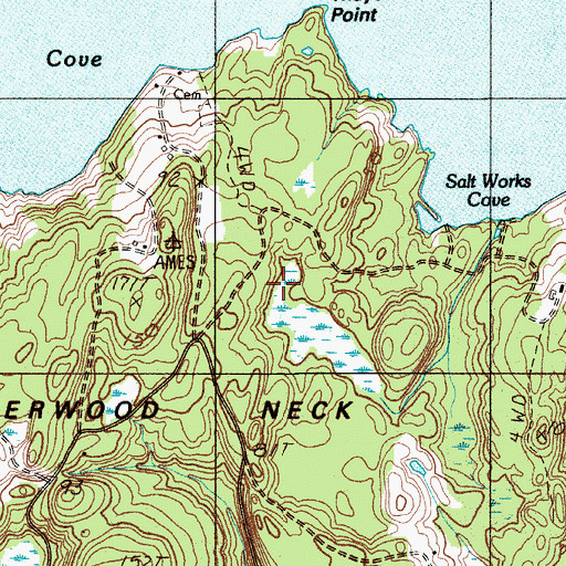 Topographic Map of Boathouse Cove, ME