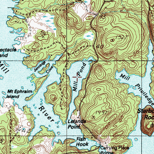 Topographic Map of Mill Pond, ME