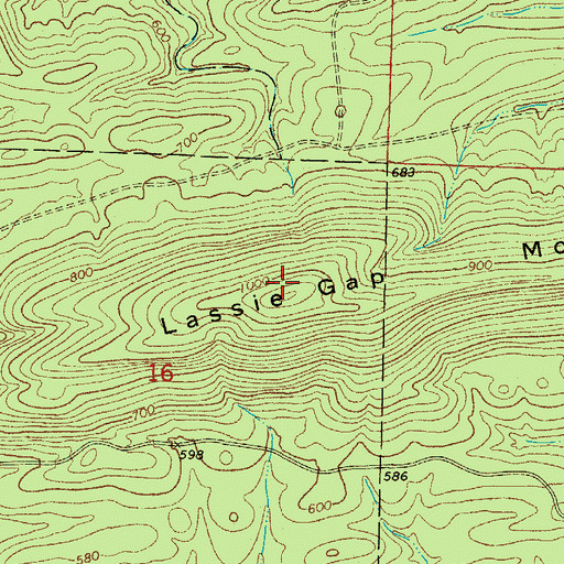 Topographic Map of Lassie Gap Mountain, AR