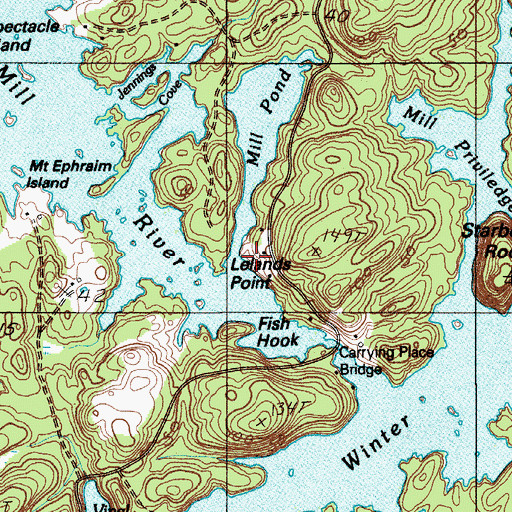 Topographic Map of Lelands Point, ME
