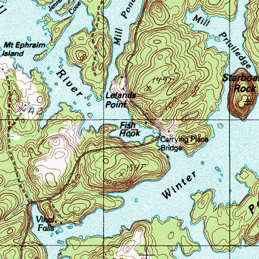 Topographic Map of Fish Hook, ME