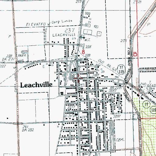 Topographic Map of Leachville, AR