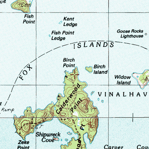 Topographic Map of Birch Point, ME
