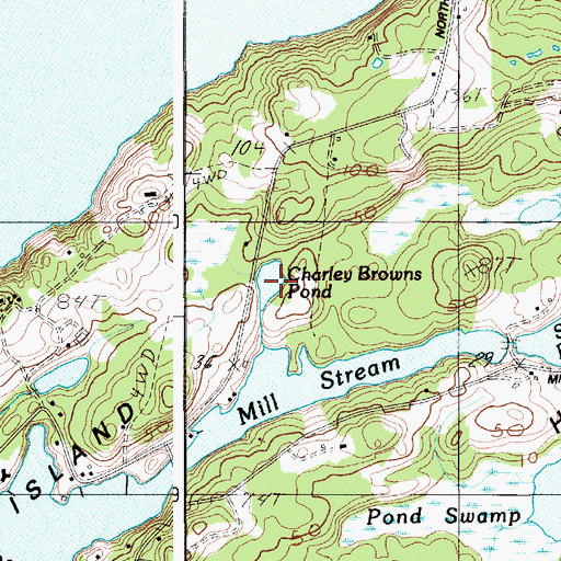 Topographic Map of Charley Browns Pond, ME