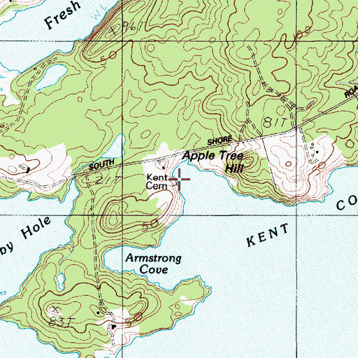 Topographic Map of Kent Cemetery, ME