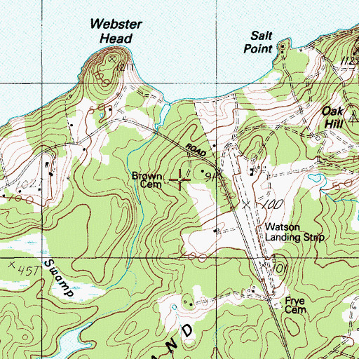 Topographic Map of Browns Cemetery, ME