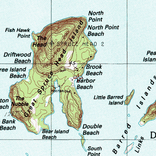 Topographic Map of Harbor Beach, ME