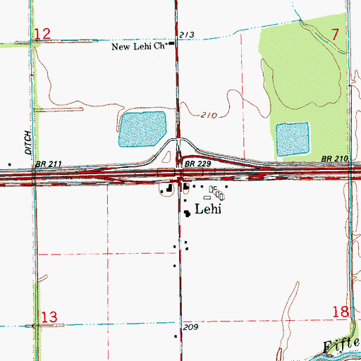 Topographic Map of Lehi, AR