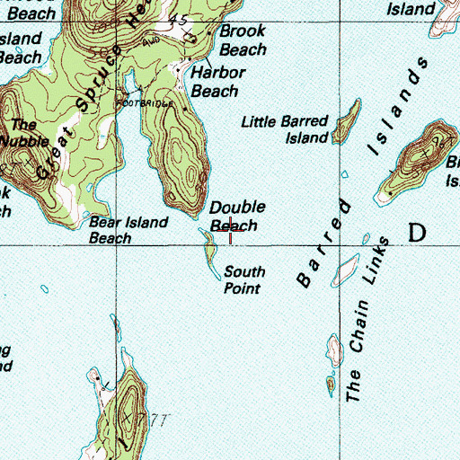 Topographic Map of Double Beach, ME