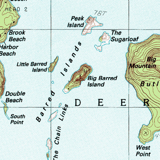 Topographic Map of Big Barred Island, ME