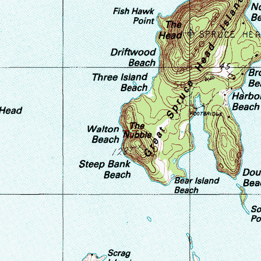 Topographic Map of Walton Beach, ME