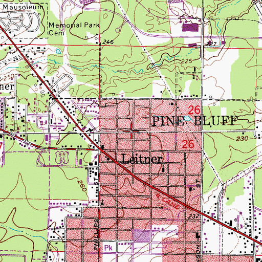 Topographic Map of Leitner, AR