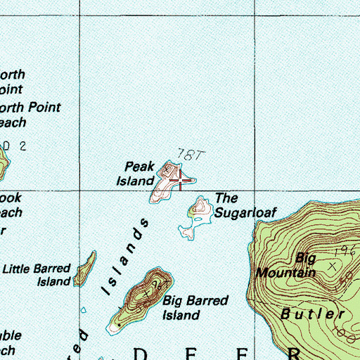 Topographic Map of Peak Island, ME