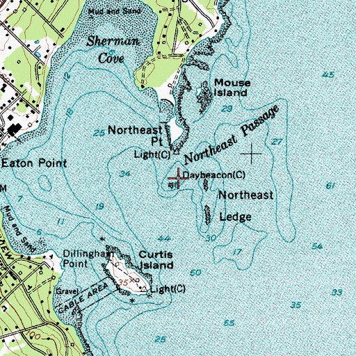 Topographic Map of Inner Ledges, ME