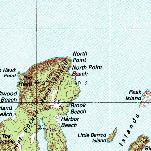 Topographic Map of North Point Beach, ME
