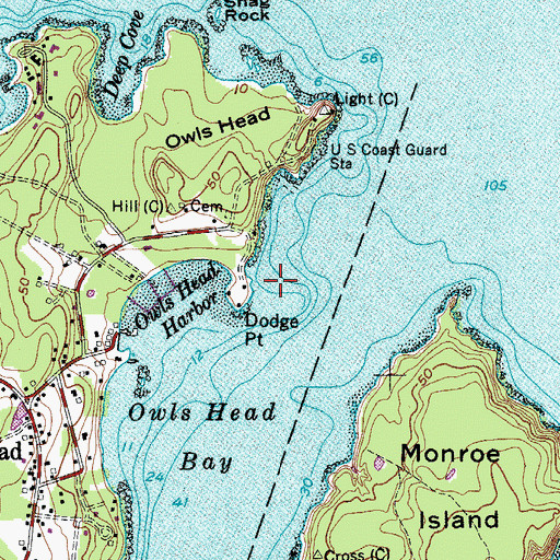Topographic Map of Dodge Point Ledge, ME