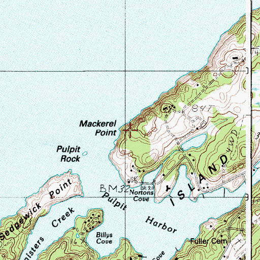 Topographic Map of Mackerel Point, ME