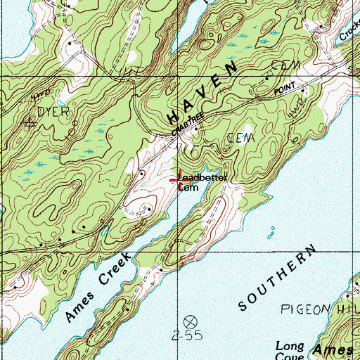 Topographic Map of Leadbetter Cemetery, ME