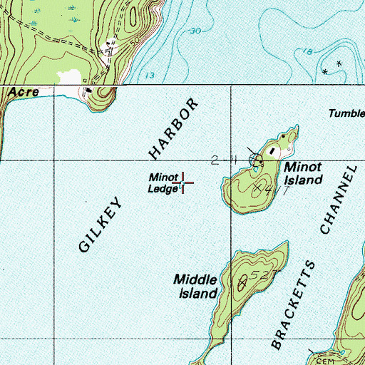 Topographic Map of Minor Ledge, ME