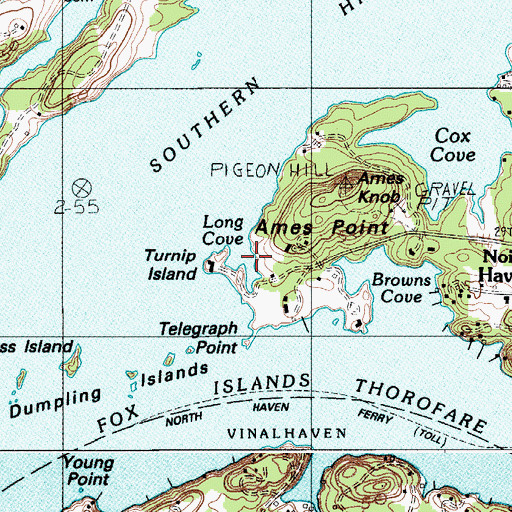 Topographic Map of Long Cove, ME