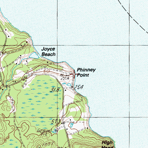Topographic Map of Phinney Point, ME
