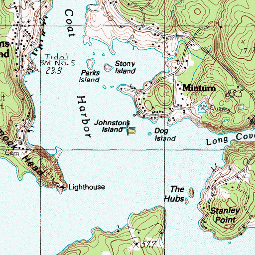 Topographic Map of Johnstons Island, ME