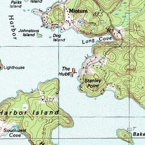 Topographic Map of The Hubs, ME