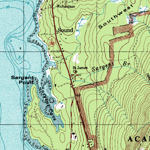 Topographic Map of Saint James Church, ME