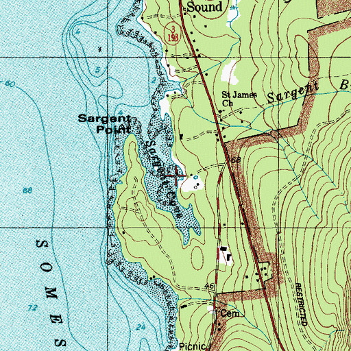Topographic Map of Sargent Cove, ME