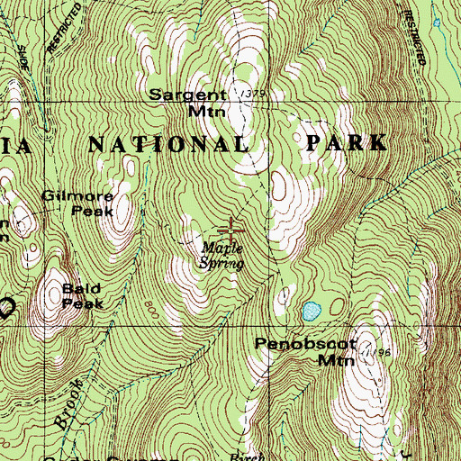 Topographic Map of Maple Spring, ME