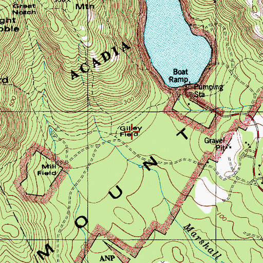 Topographic Map of Gilley Field, ME